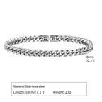 Cuban Chain Bracelets VNOX 6/8/10/12mm Stainless Steel Silver