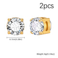 Punk Round Magnetic Zircon Stainless Steel Clip Earrings