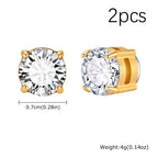Punk Round Magnetic Zircon Stainless Steel Clip Earrings