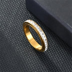 Fidget Anxiety Ring Women's Stainless Steel Crystal Spinner