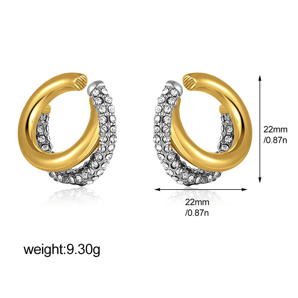 CZ Zircon Gold Plated Huggie Hoop Earrings for Women