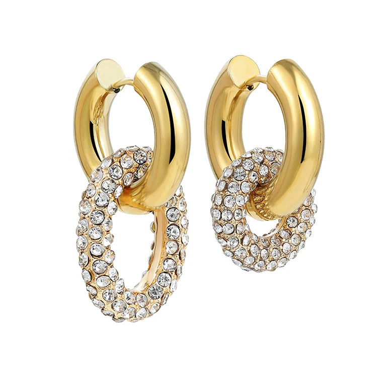 CZ Zircon Gold Plated Huggie Hoop Earrings for Women
