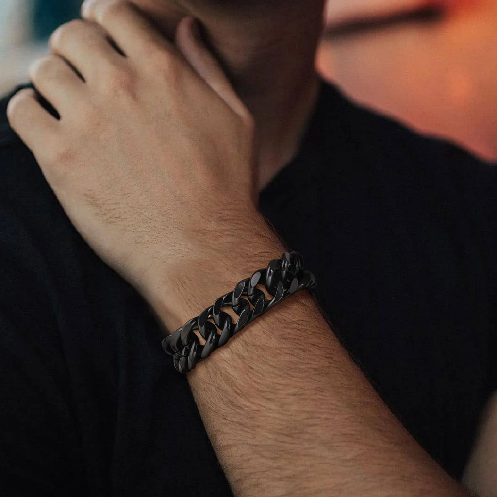 Gold Plated Chunky Chain Bracelet for Men, Stainless Steel