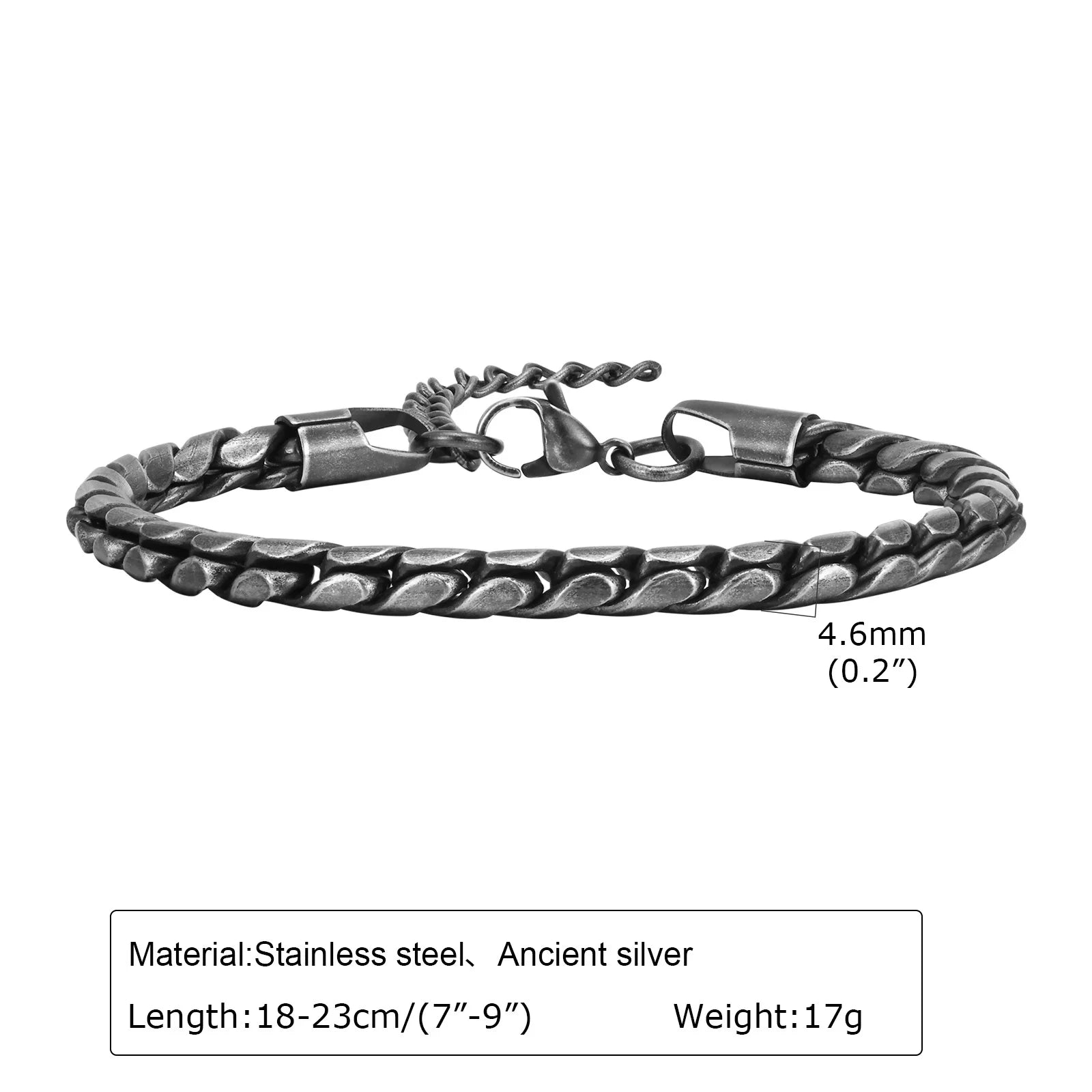Byzantine Stainless Steel Grey Chain Bracelet for Men
