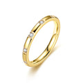 Women's Titanium Stainless Steel Crystal Ring 2mm Silver Color