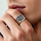 Vnox Stainless Steel Ring with Grey Zircon, Silver, US Size 7-12