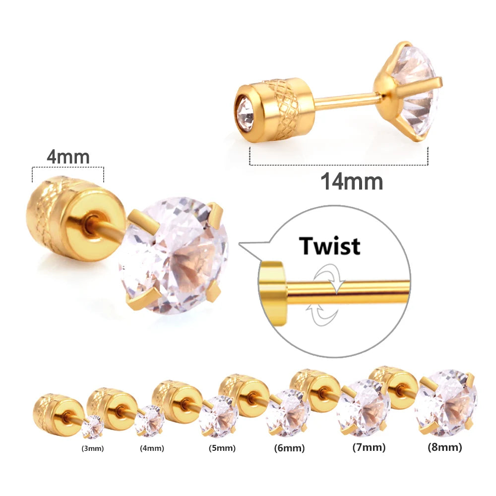 Stainless Steel Crystal Stud Earrings by LUXUSTEEL
