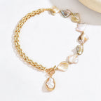 Boho Pearl Choker Necklace with Asymmetric Cuban Link Chain