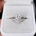 Women Silver Zircon Engagement Ring Set Bridal Jewelry