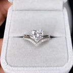 Women Silver Zircon Engagement Ring Set Bridal Jewelry