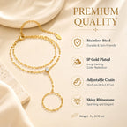 Gold Stainless Steel Hand Chain Ring Bracelet for Women