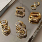 CZ Zircon Gold Plated Huggie Hoop Earrings for Women