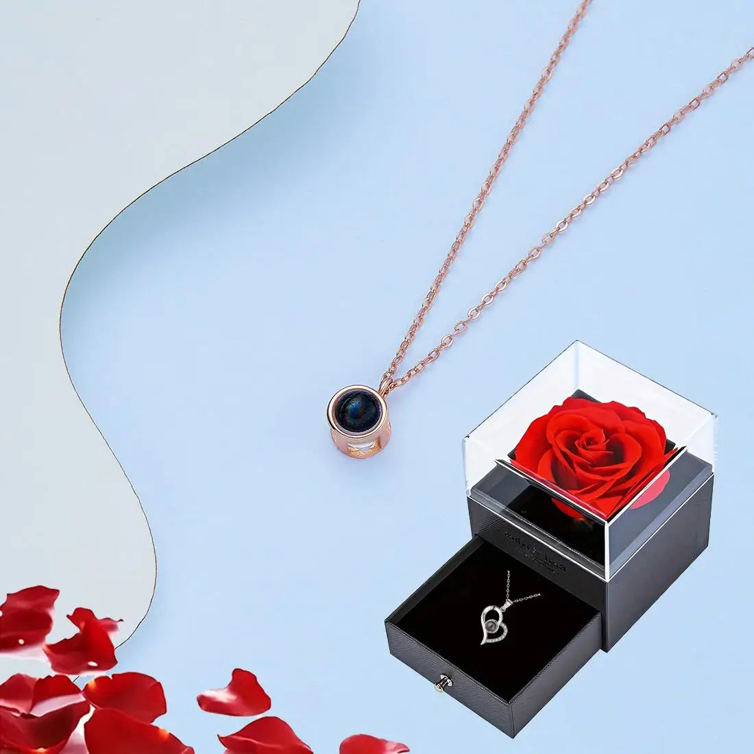 Projection Necklace Set With Heart Pendant and Gift Box