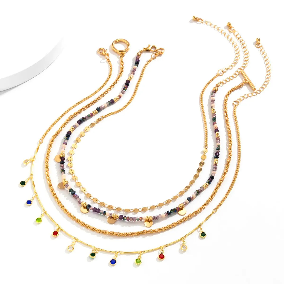 Boho Colorful Crystal Sequin Choker Necklace Set for Women