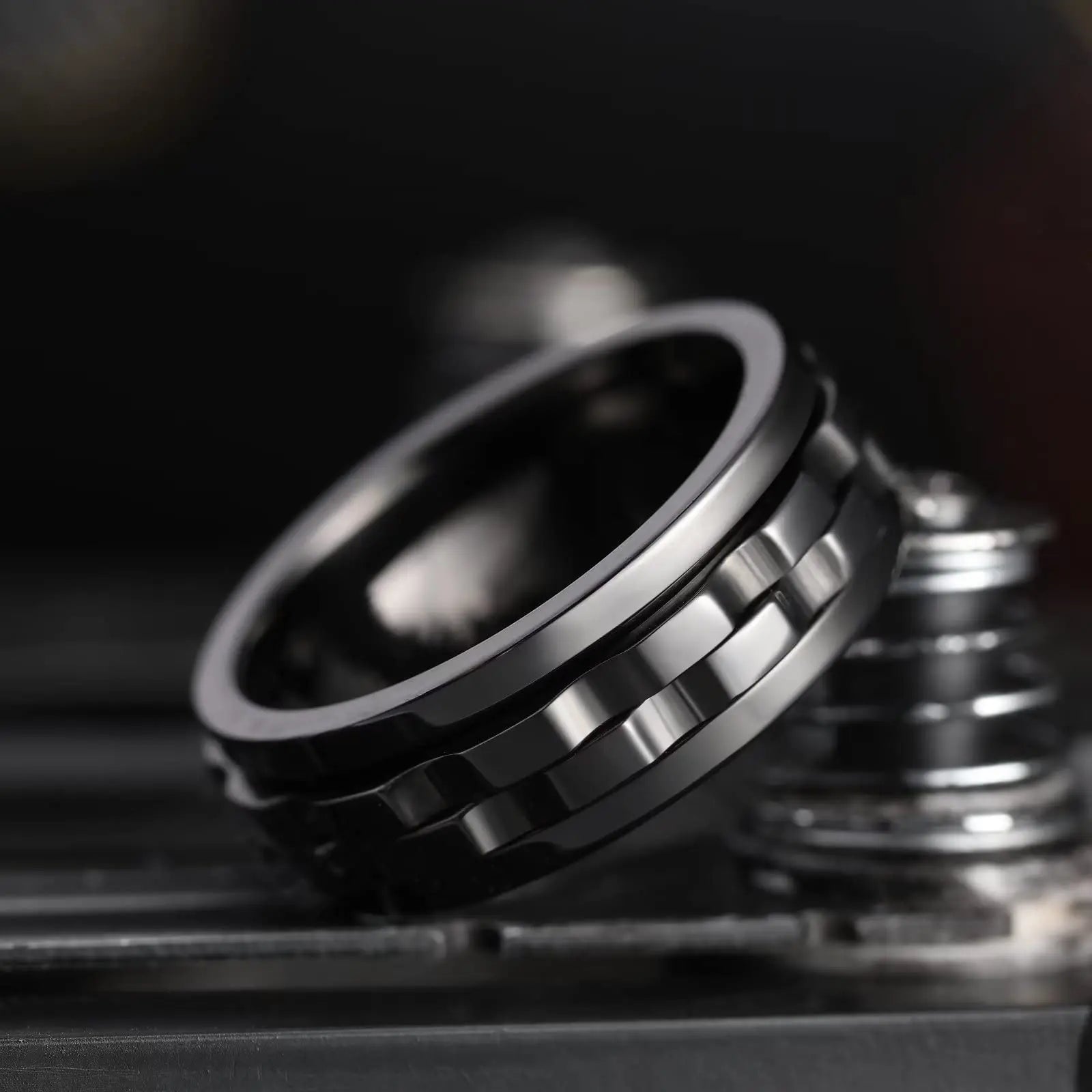 Rotating Fidget Ring for Men - Titanium Steel Spinner Ring