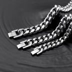 Cuban Chain Bracelets VNOX 6/8/10/12mm Stainless Steel Silver
