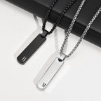 Stainless Steel Initials Vertical Bar Necklace for Men