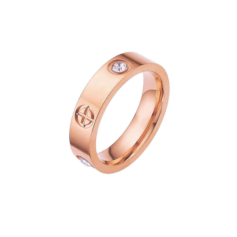 Stainless Steel Cross Ring with Zircon Love for Couples