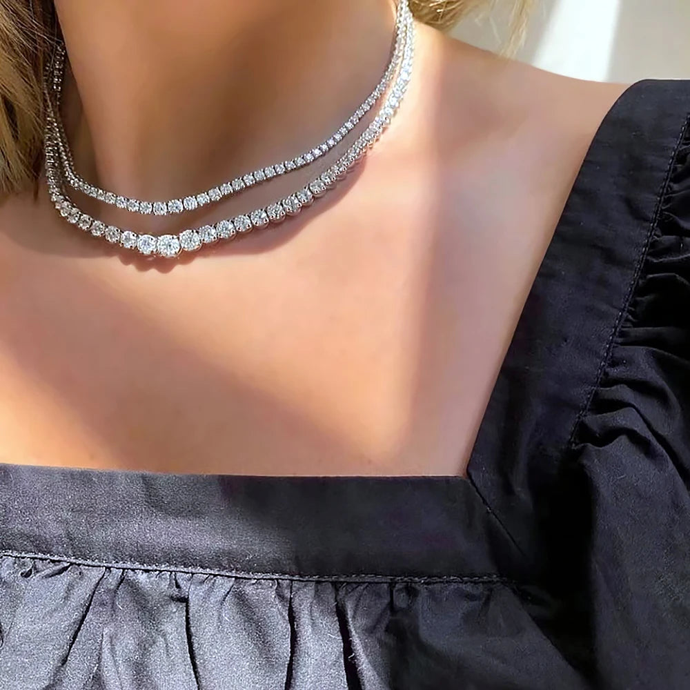 Moissanite Diamond Tennis Necklace S925 Silver Choker Women