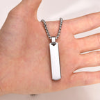 Stainless Steel Initials Vertical Bar Necklace for Men