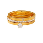 Stainless Steel Three-Piece Ring Set for Women by HYFAD