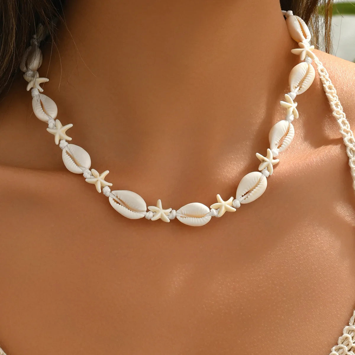 Turquoise Bohemian Choker Necklace with Shells for Women