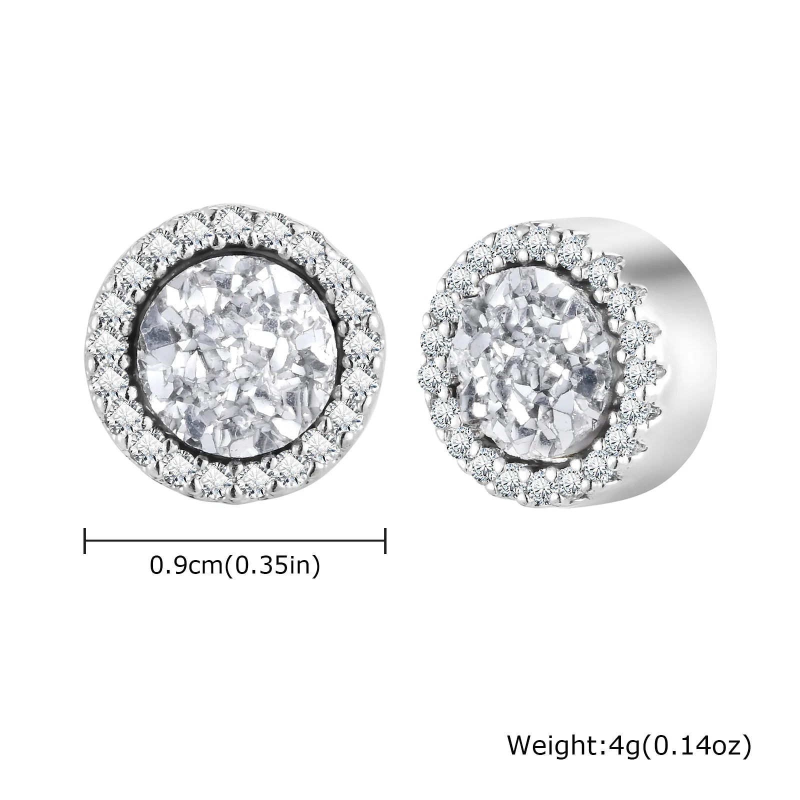 Punk Round Magnetic Zircon Stainless Steel Clip Earrings