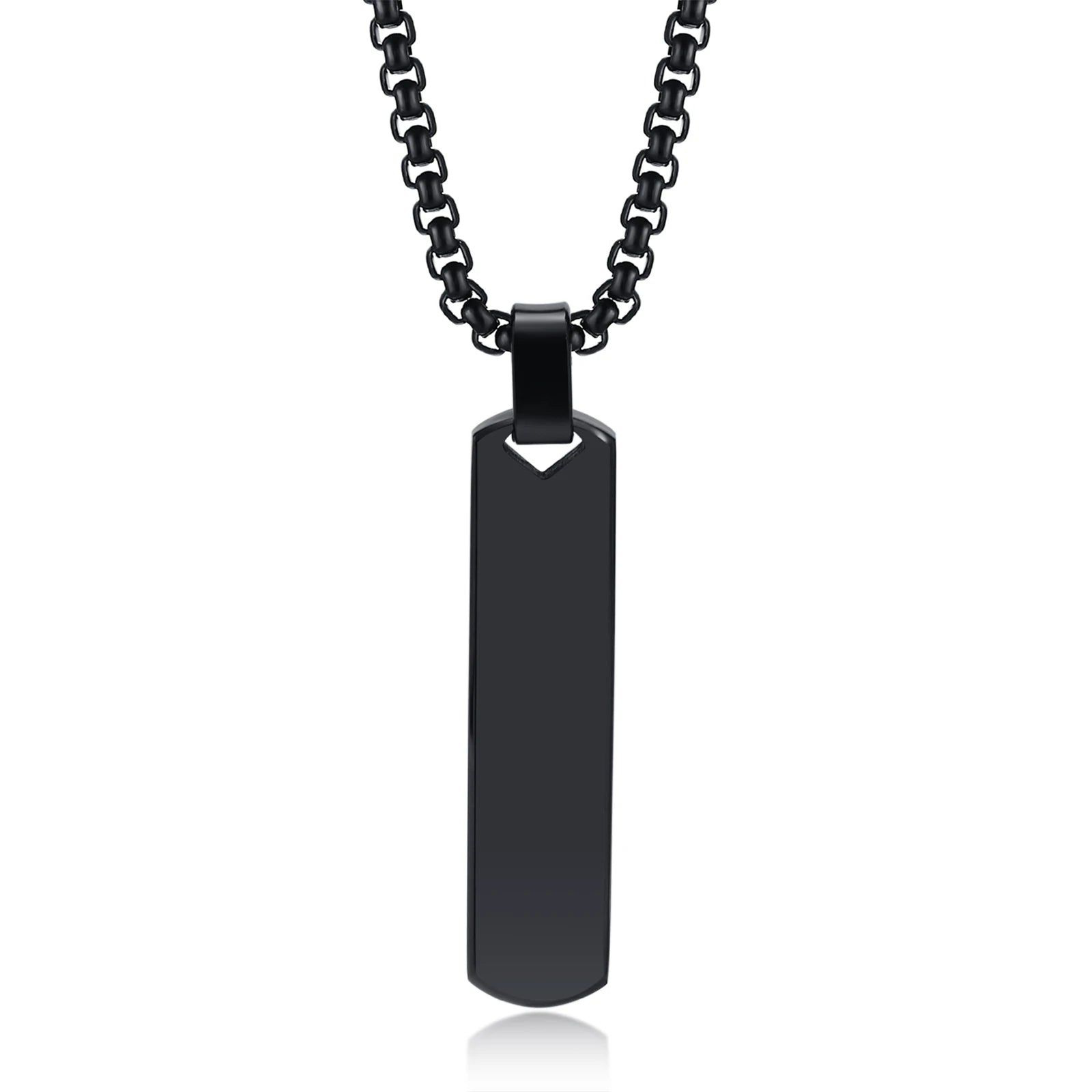 Stainless Steel Initials Vertical Bar Necklace for Men
