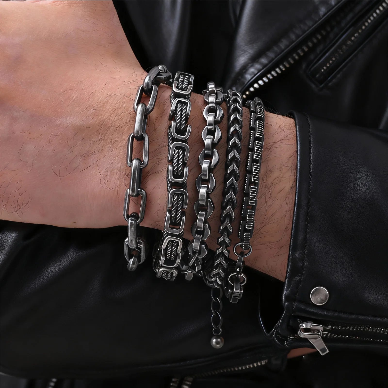 Byzantine Stainless Steel Grey Chain Bracelet for Men