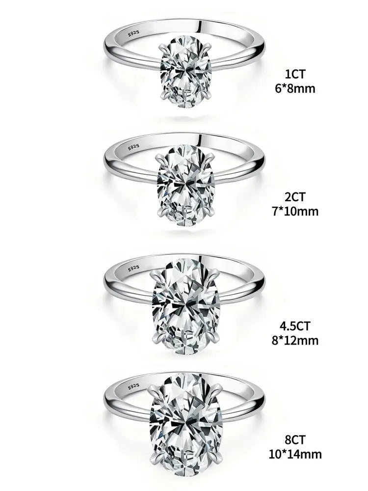 925 Sterling Silver Zircon Oval Stone Ring for Women