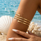 Gold Spiral Upper Arm Cuff Bracelet for Women by RINHOO FRIENDSHIP