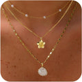 Faux Pearl Seashell Flower Necklace Set for Women