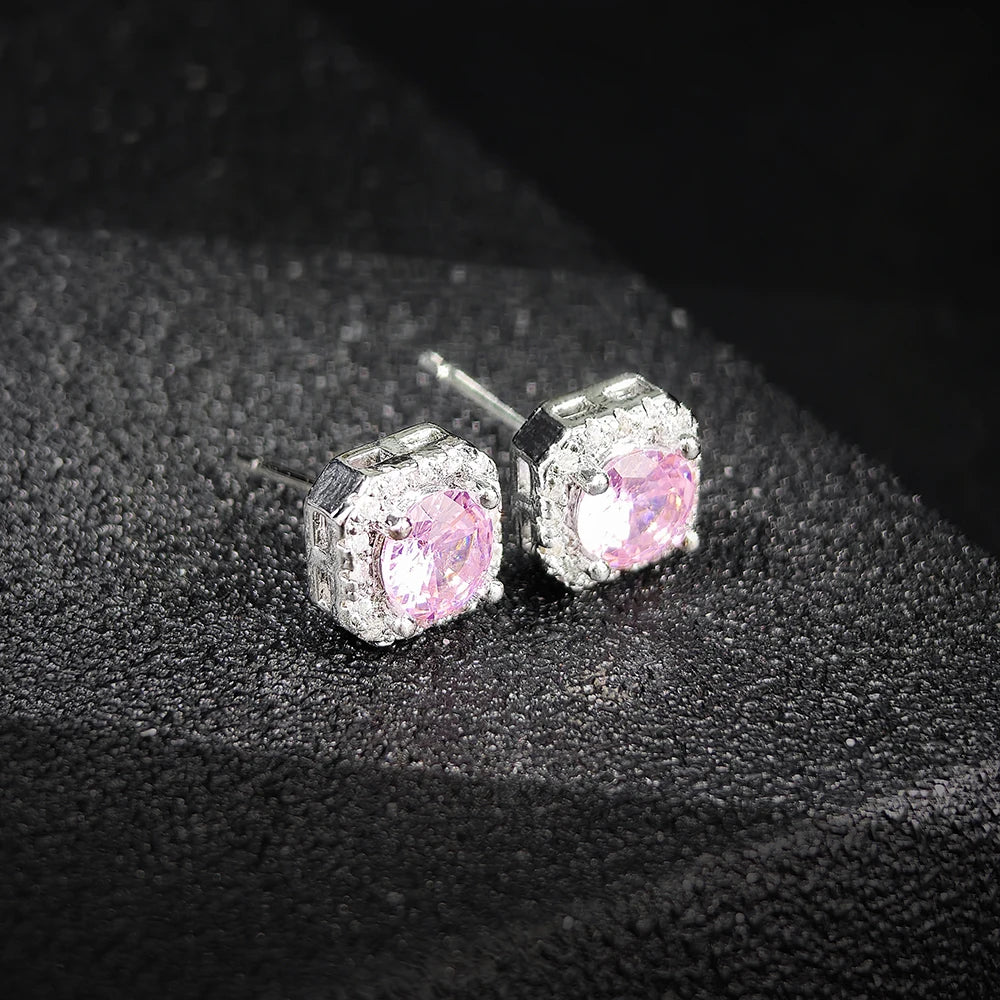 Silver Plated Zircon Stud Earrings for Women Wedding Gift