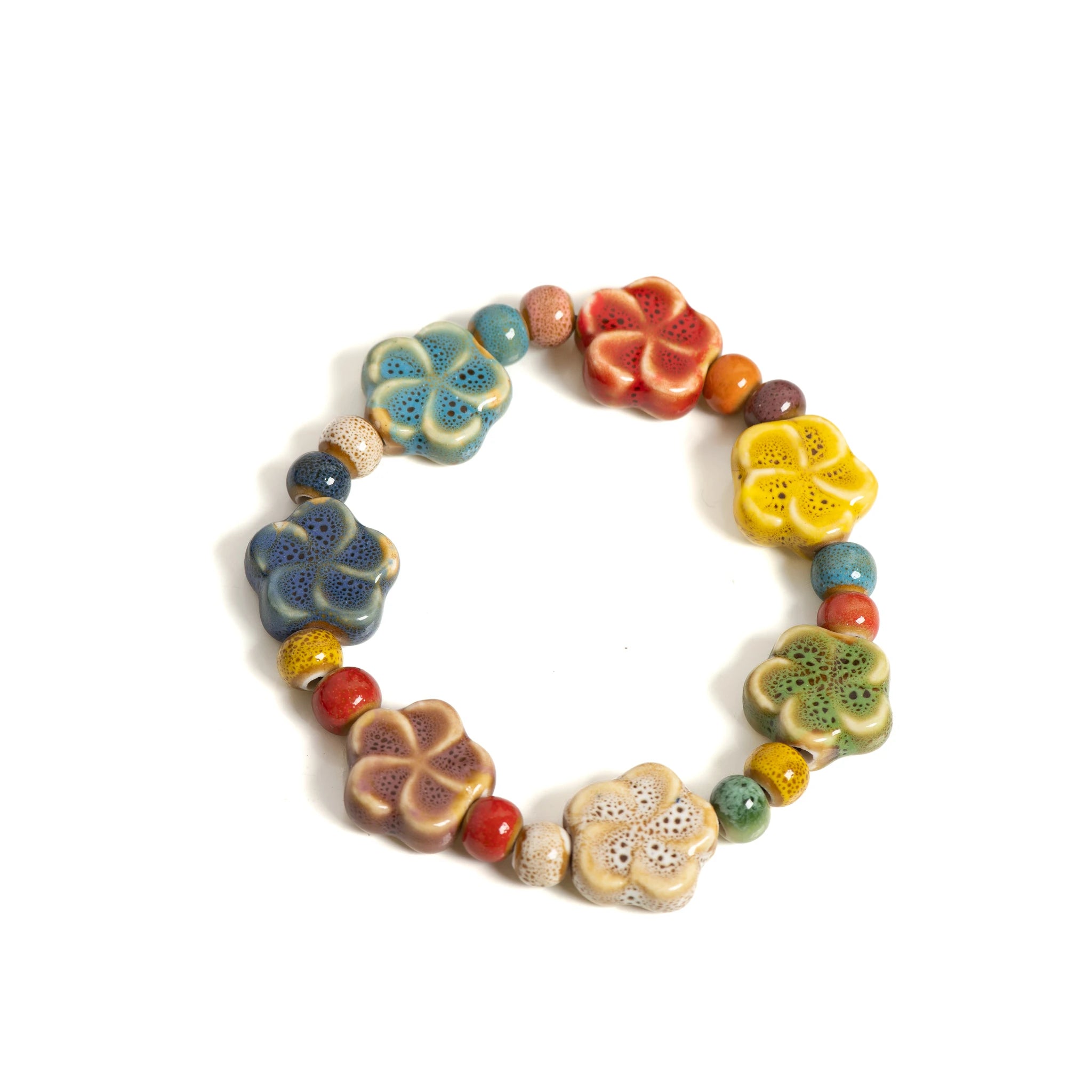 Ceramic Beaded Bracelet with Starfish and Seashells for Women