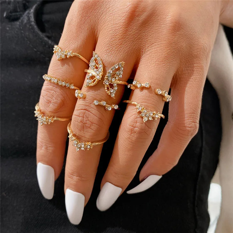 Cubic Zirconia Silver Crystal Rings Set for Women