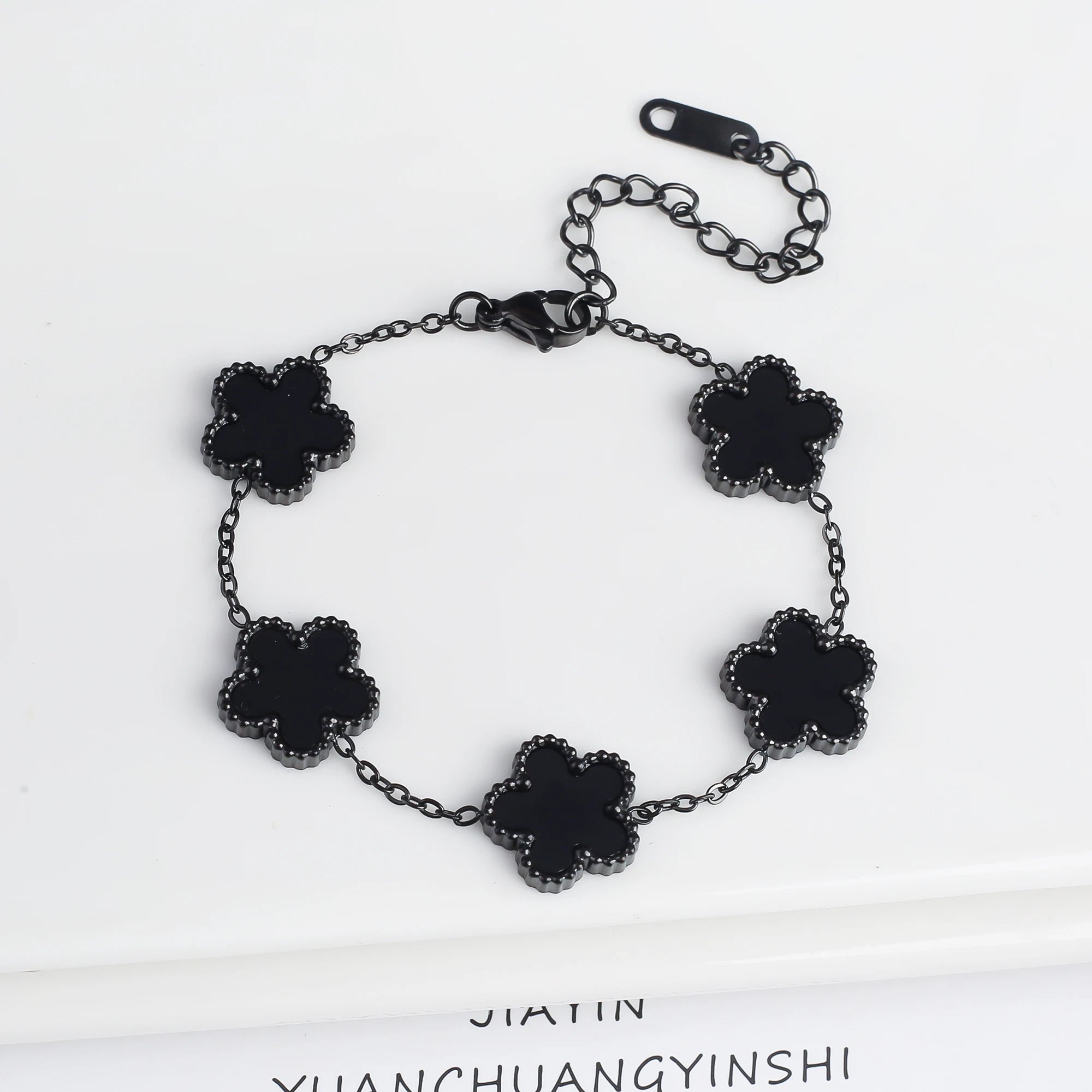 Five Leaf Flower Bracelet in Stainless Steel for Women