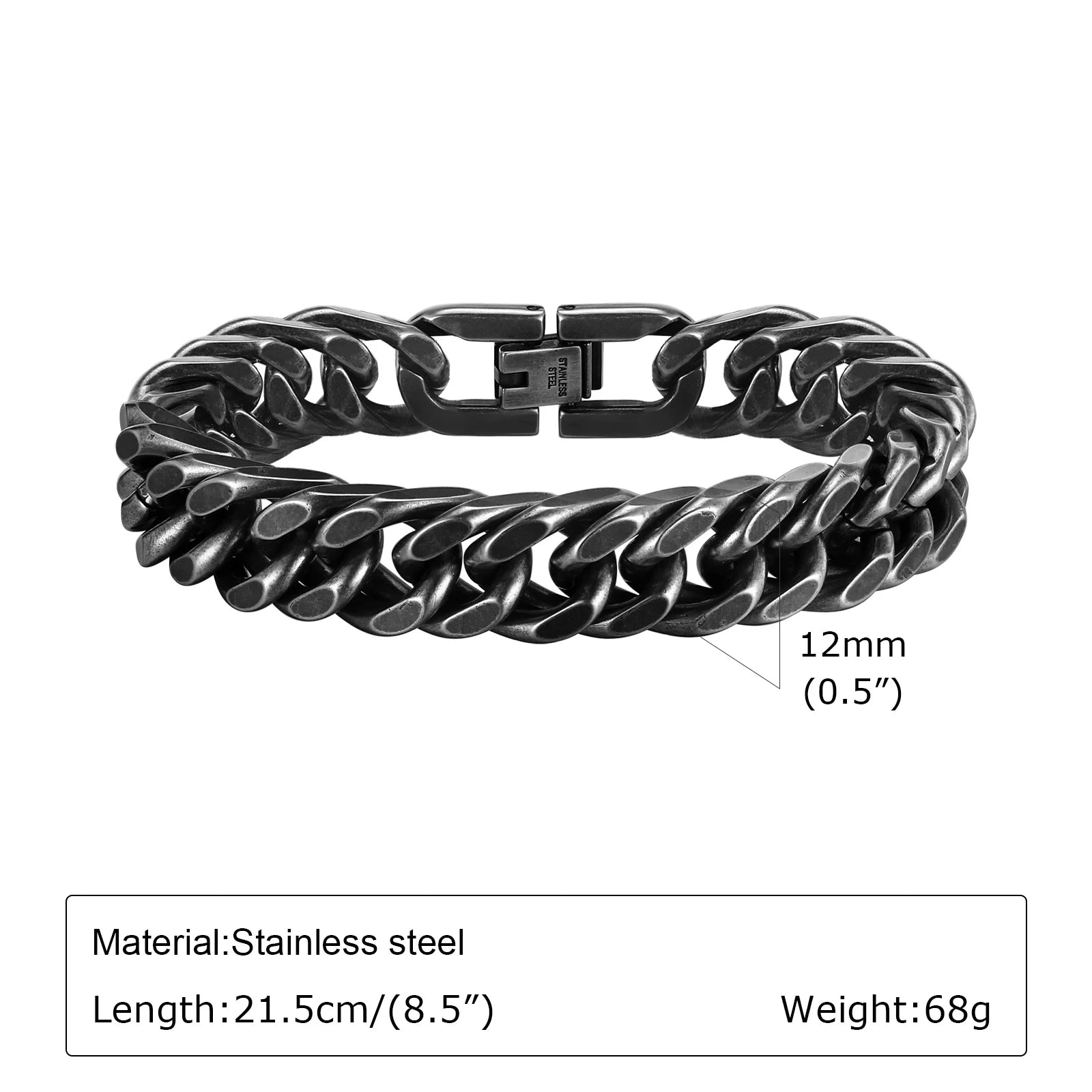 Byzantine Stainless Steel Grey Chain Bracelet for Men