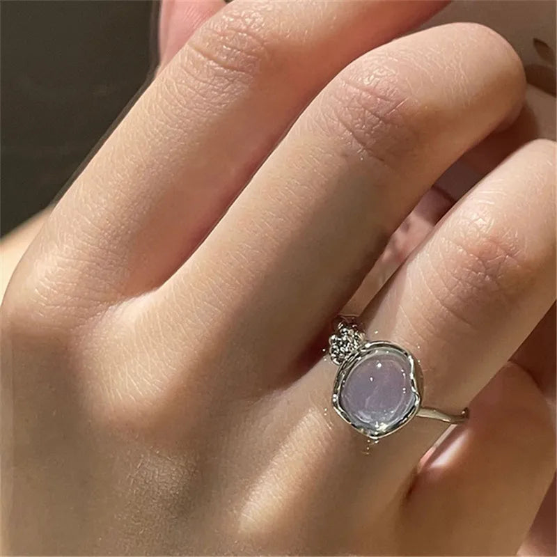Kpop Gothic Heart Metal Ring for Women in Silver Color