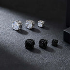 Punk Round Magnetic Zircon Stainless Steel Clip Earrings