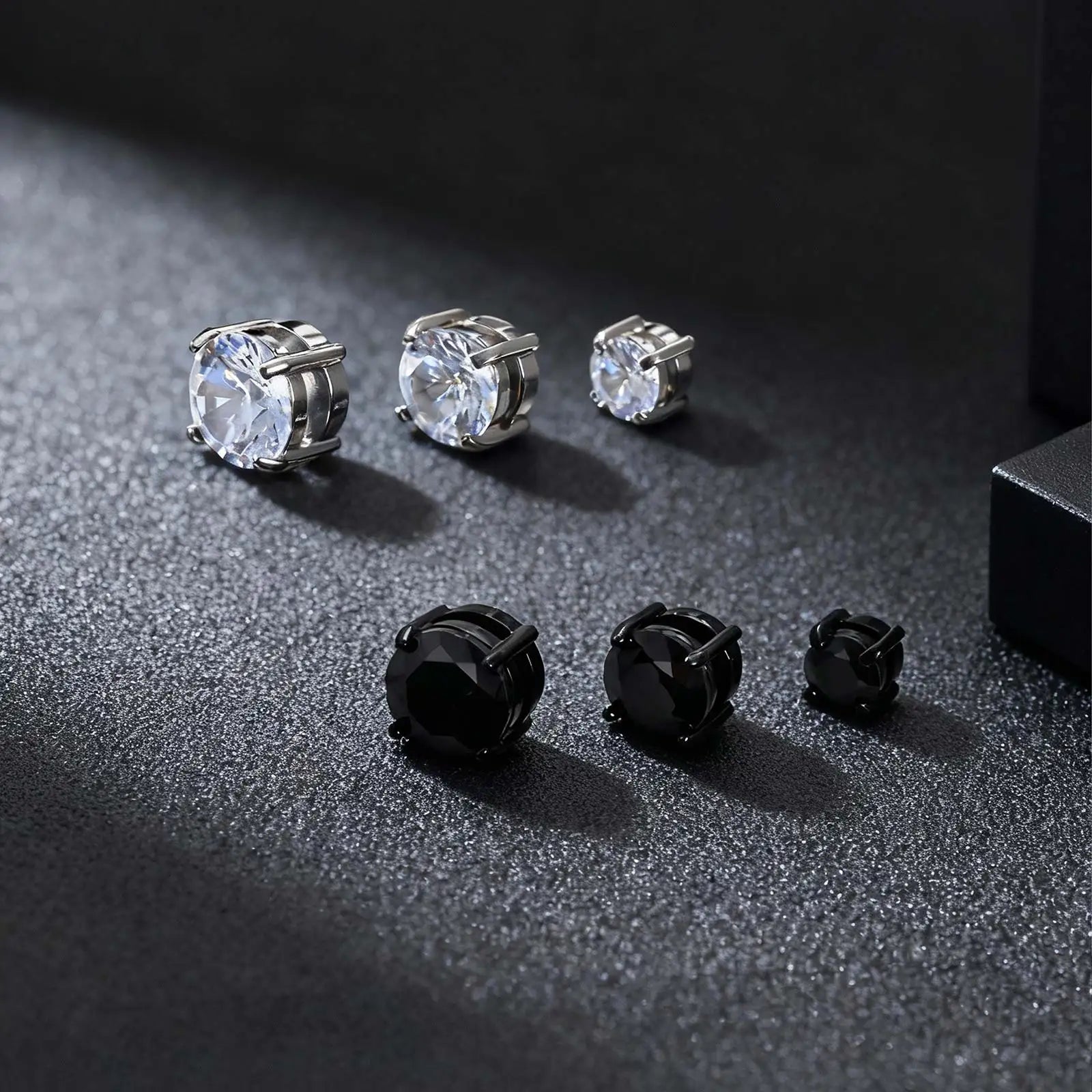 Punk Round Magnetic Zircon Stainless Steel Clip Earrings