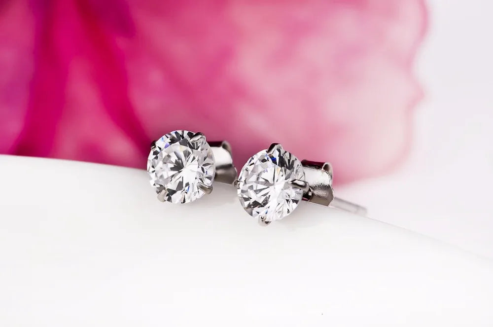 925 Sterling Silver Stud Earrings with Crystal Zircon