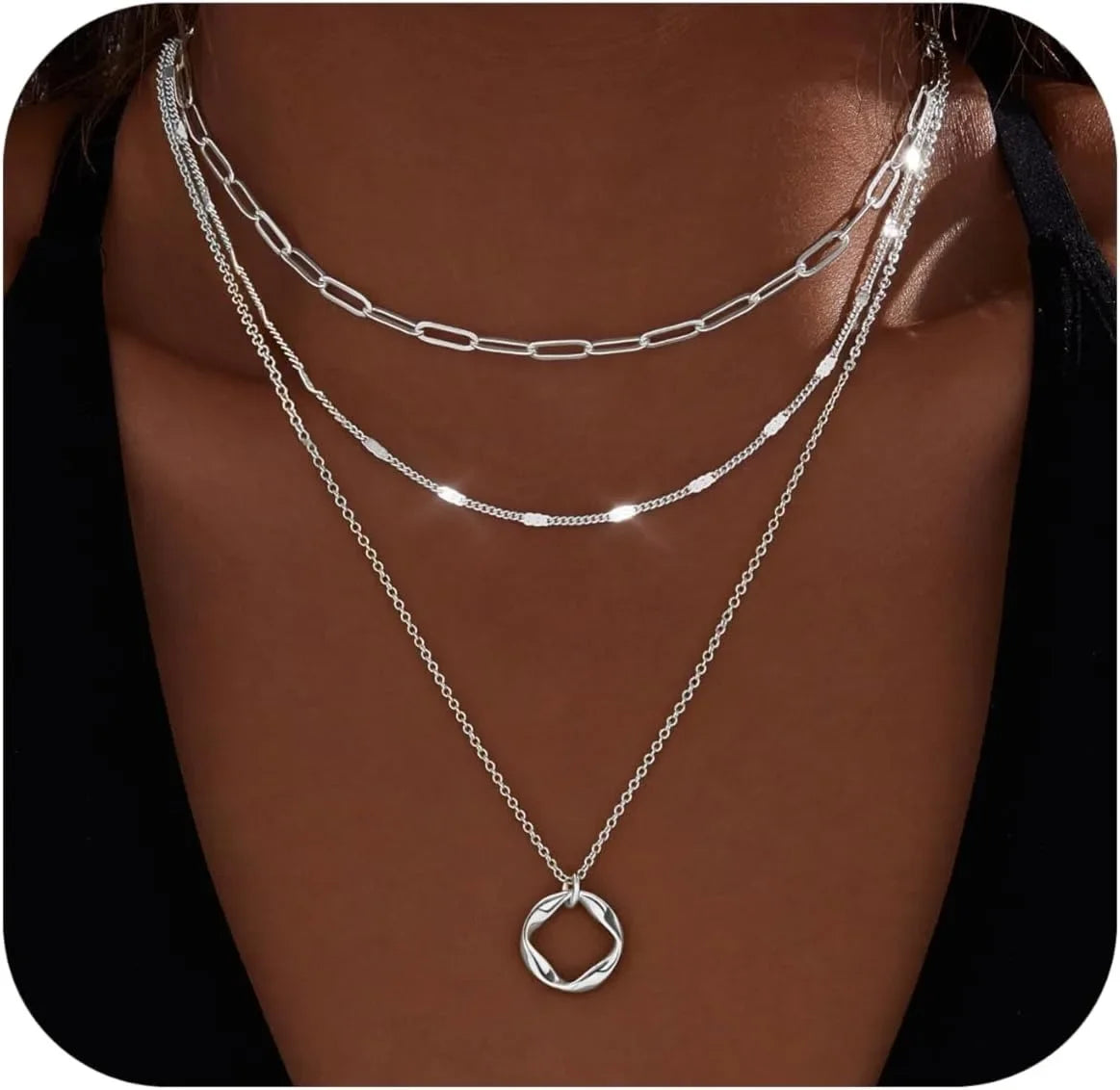 14k Gold Plated Layered Necklace Set for Women