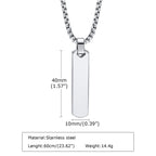Stainless Steel Initials Vertical Bar Necklace for Men