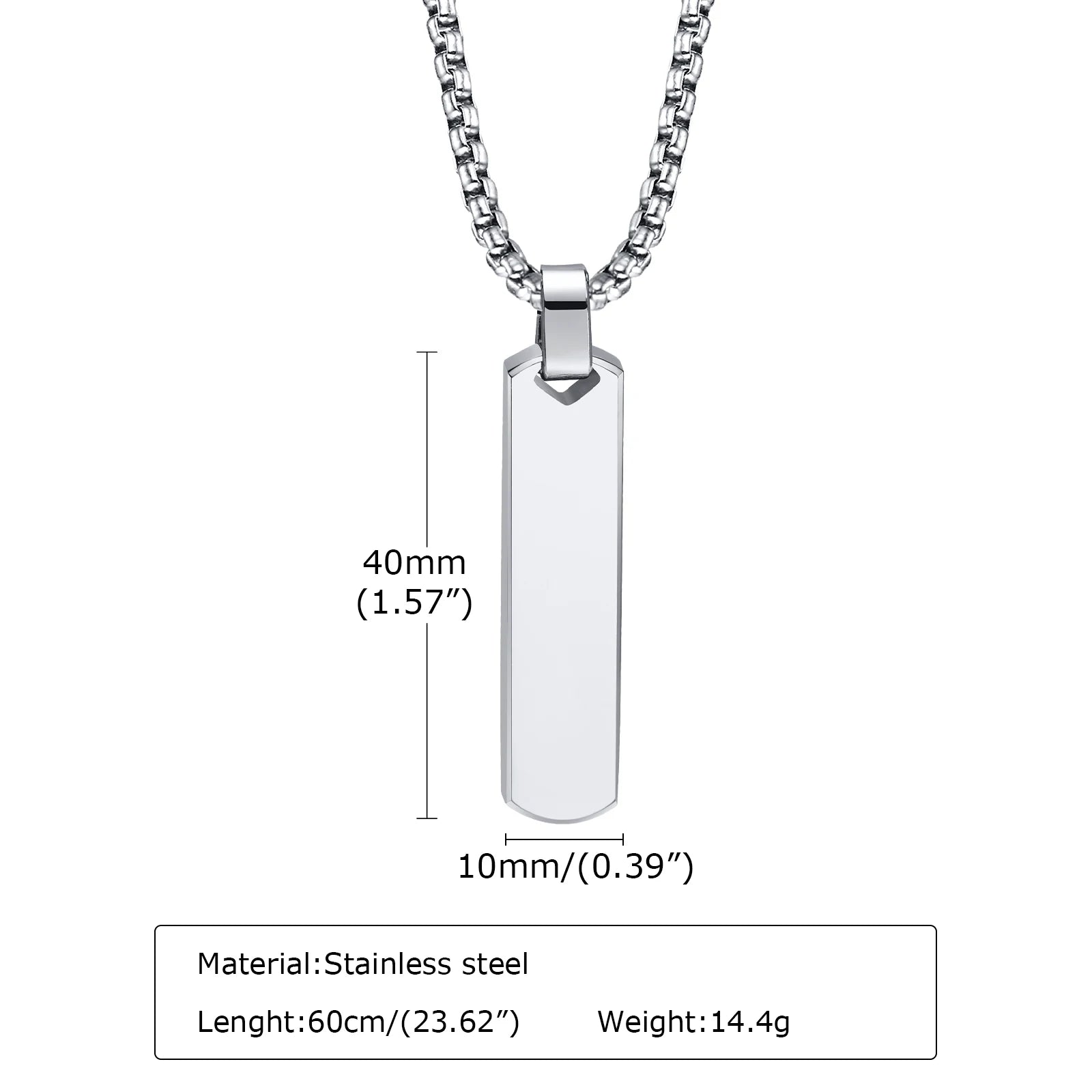 Stainless Steel Initials Vertical Bar Necklace for Men
