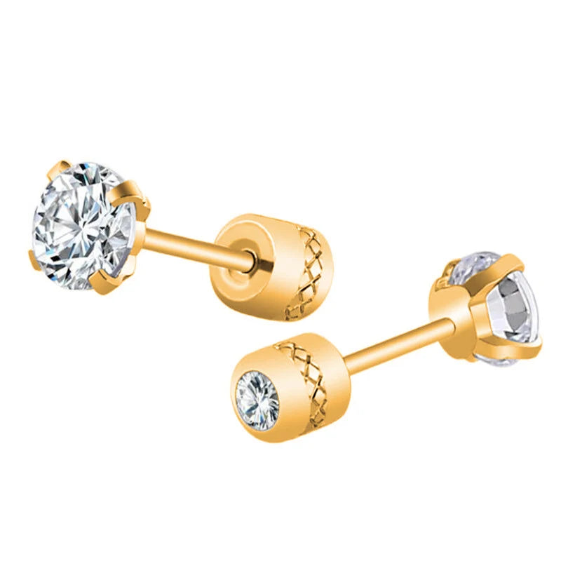 Stainless Steel Crystals Stud Earrings for Men and Women