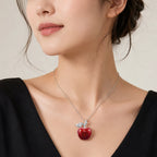 925 Sterling Silver Big Red Apple Pendant Locket for Women