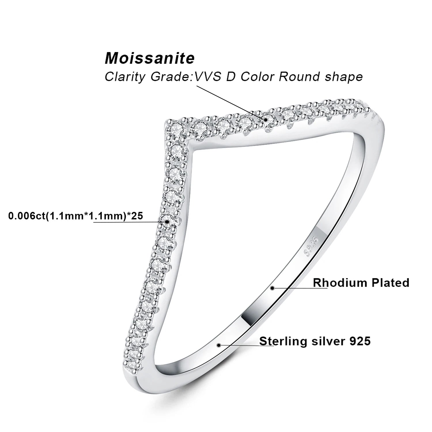 Moissanite D Color Round Cut Wedding Ring 925 Sterling Silver