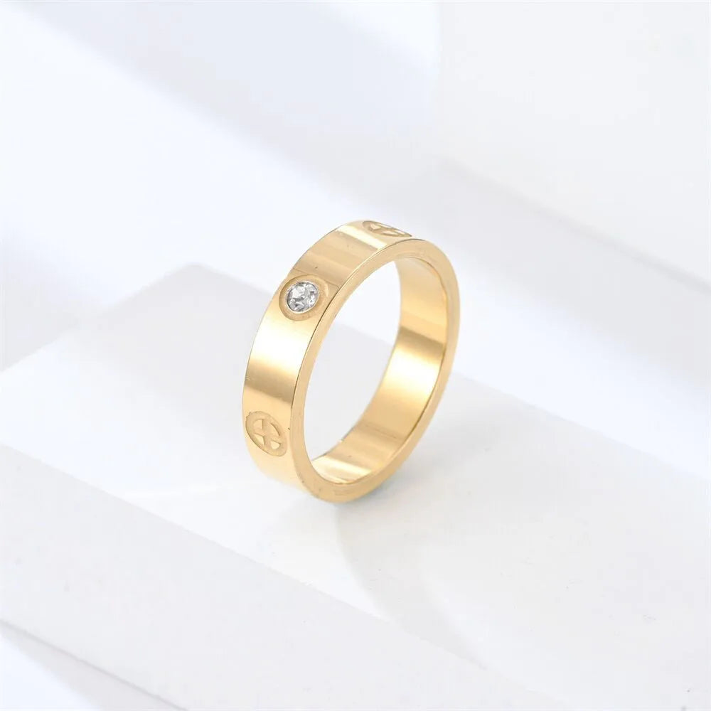 Stainless Steel Cross Ring with Zircon Love for Couples