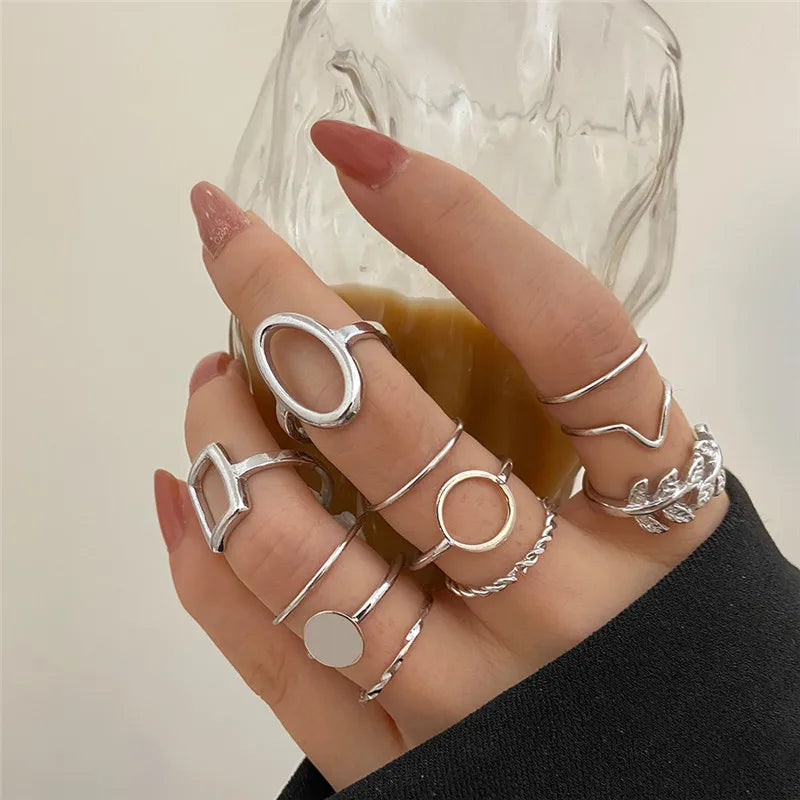 Cubic Zirconia Silver Crystal Rings Set for Women