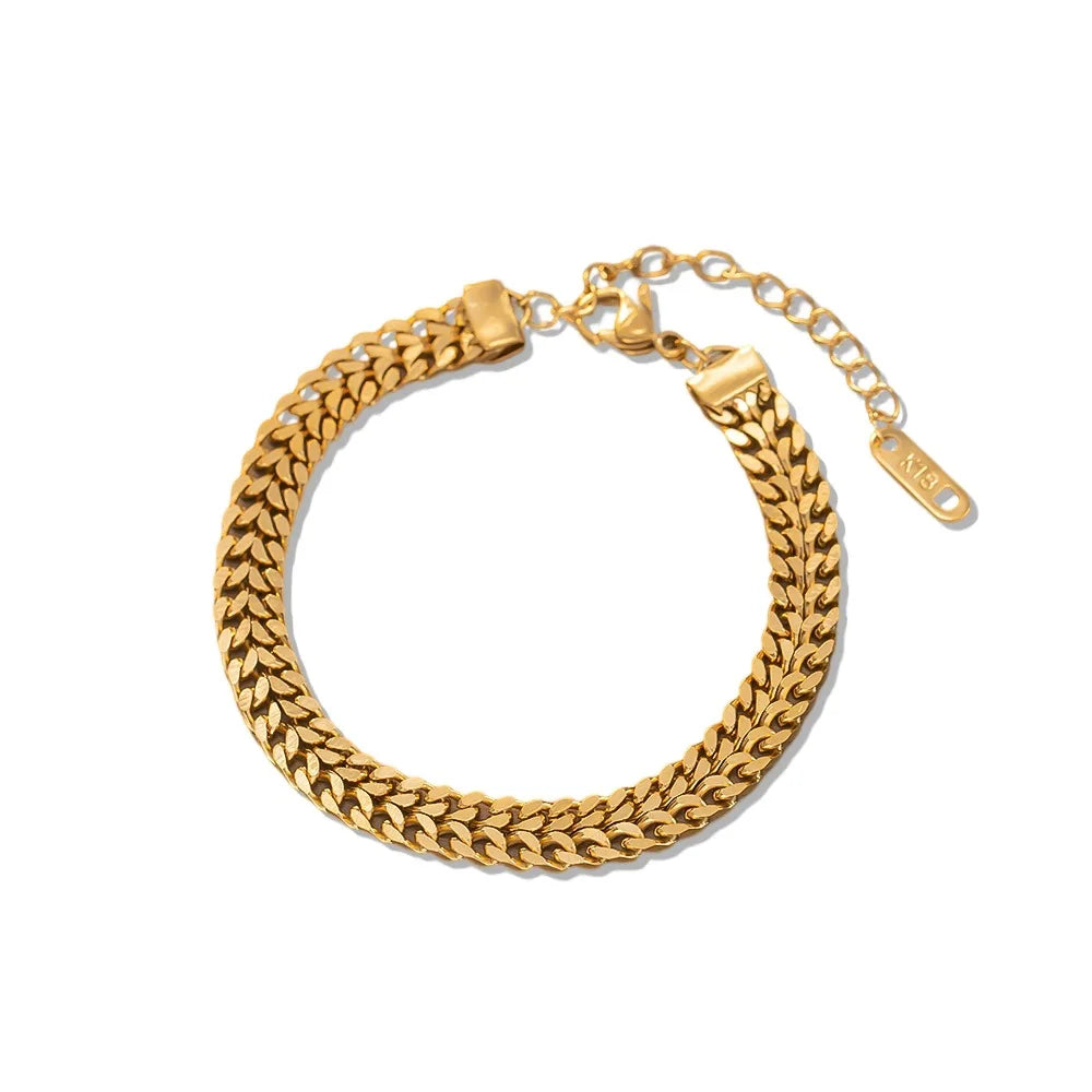 Gold Color Stainless Steel Twist Chain Bracelet for Women